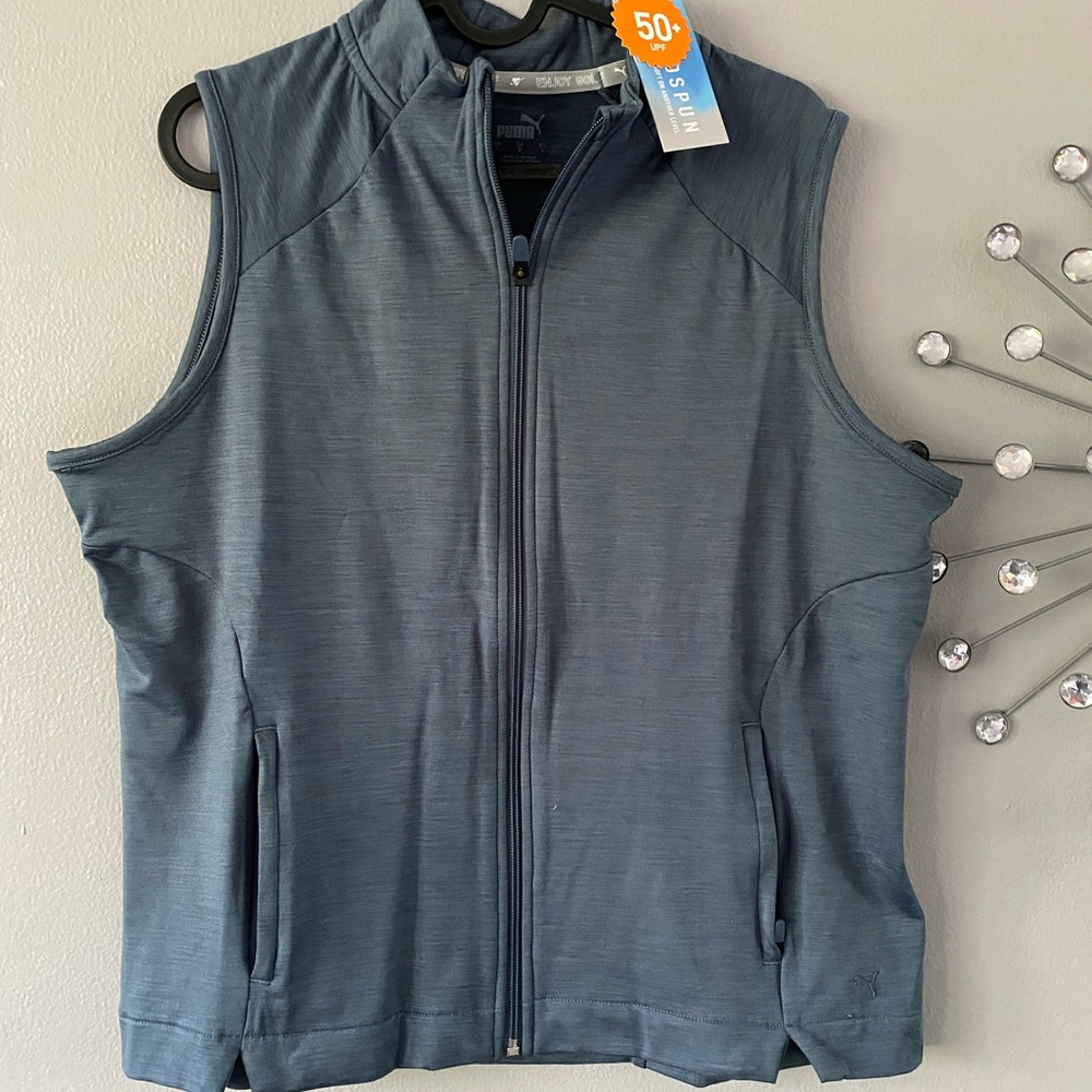 Puma Blue Sleeveless golf vest with Mandarin Collar BNWT large - Picture 6 of 12